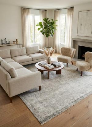 Antique Muted Beige Floral 7'6X10'7 Distressed Vintage Oriental Rug