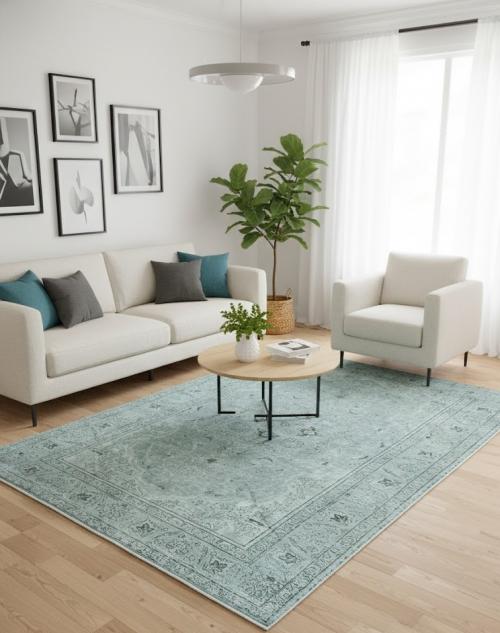 Antique Overdyed Muted Floral 6'5X9 Distressed Vintage Oriental Rug