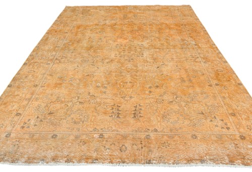 Antique Overdyed Muted Floral 6'4X9 Distressed Vintage Oriental Rug