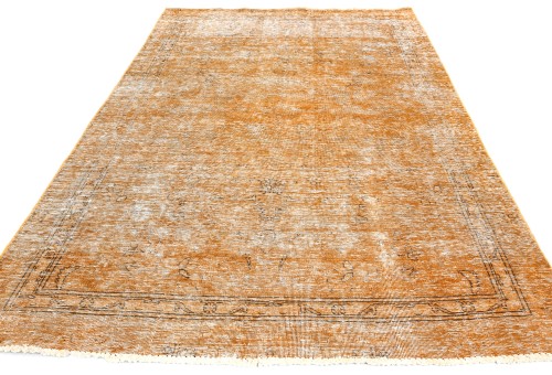 Orange Antique Overdyed Traditional 5'4X'8'5 Distressed Vintage Oriental Rug