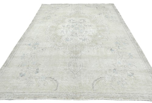 Muted Beige Antique Floral Traditional 6X9 Distressed Vintage Oriental Rug