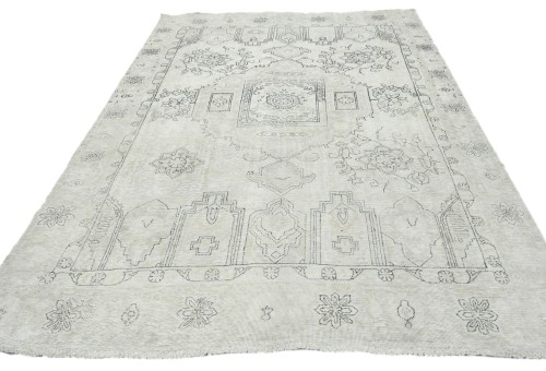 Muted Beige Antique Floral Traditional 6X9 Distressed Vintage Oriental Rug