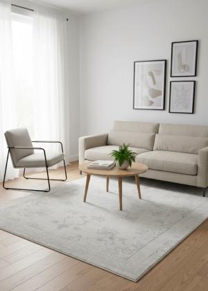 Muted Beige Antique Floral Traditional 7X10 Distressed Vintage Oriental Rug