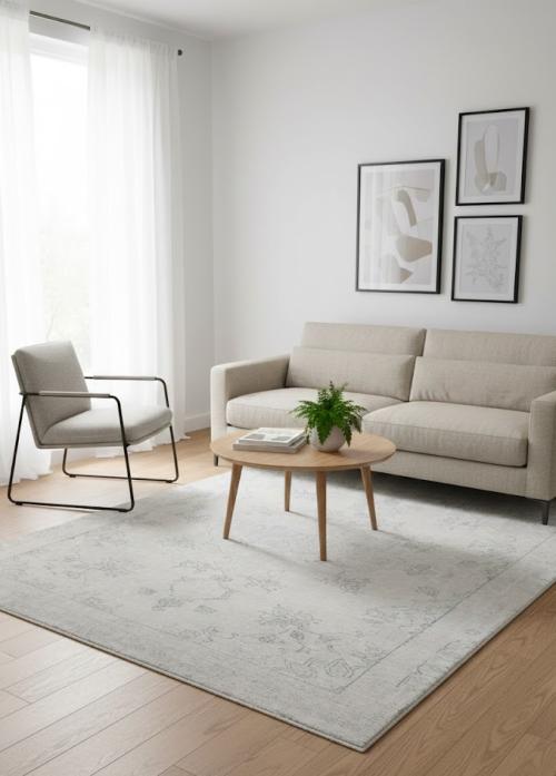 Muted Beige Antique Floral Traditional 7X10 Distressed Vintage Oriental Rug