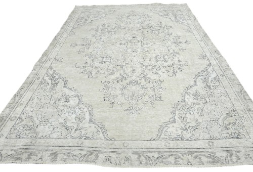 Muted Beige Antique Floral Traditional 6X10 Distressed Vintage Oriental Rug