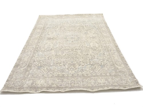 Muted Beige Antique Floral Traditional 6'6X9'5 Distressed Vintage Oriental Rug