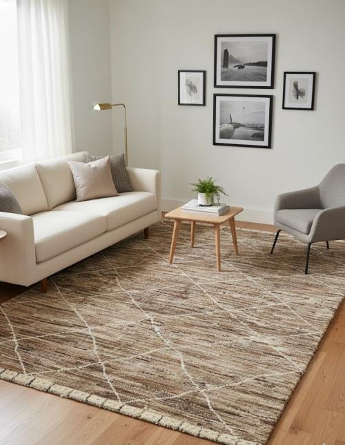 Beige Tribal Modern 7'7X10'5 Moroccan Style Oriental Rug