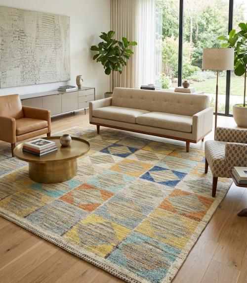 8'0 X 10'0 Hand Knotted Multicolored Modern Moroccan Wool Rug