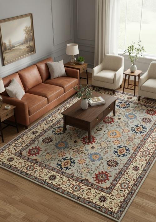 Gray Geometric Tribal 9X12 Kazak Heriz Serapi Oriental Rug