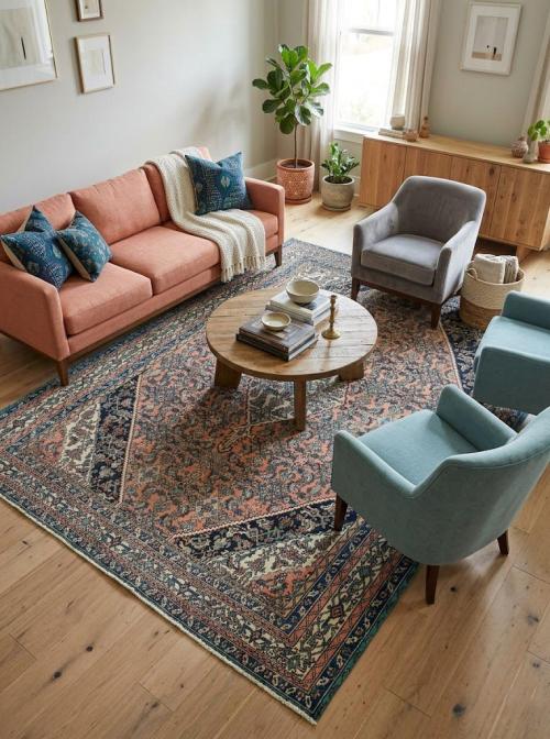 Semi Antique Peach Orange Tribal 8X11 Vintage Oriental Rug