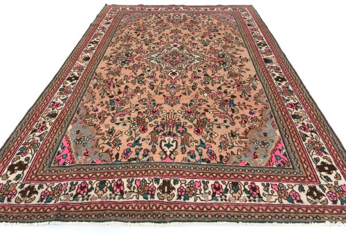 Semi Antique Rusty Peach Tribal 7X10 Vintage Oriental Rug