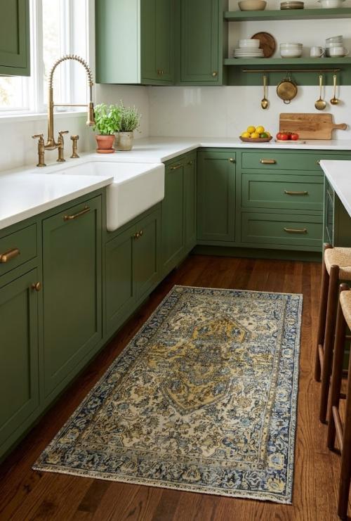 Semi Antique Cream Floral 3X6 Distressed Vintage Oriental Rug