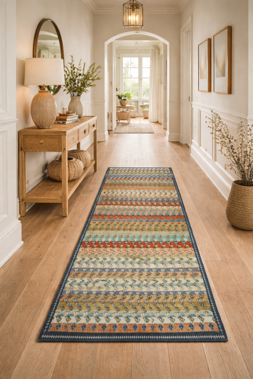 Semi Antique Multicolored Tribal 3'8X9'7 Vintage Oriental Runner Rug