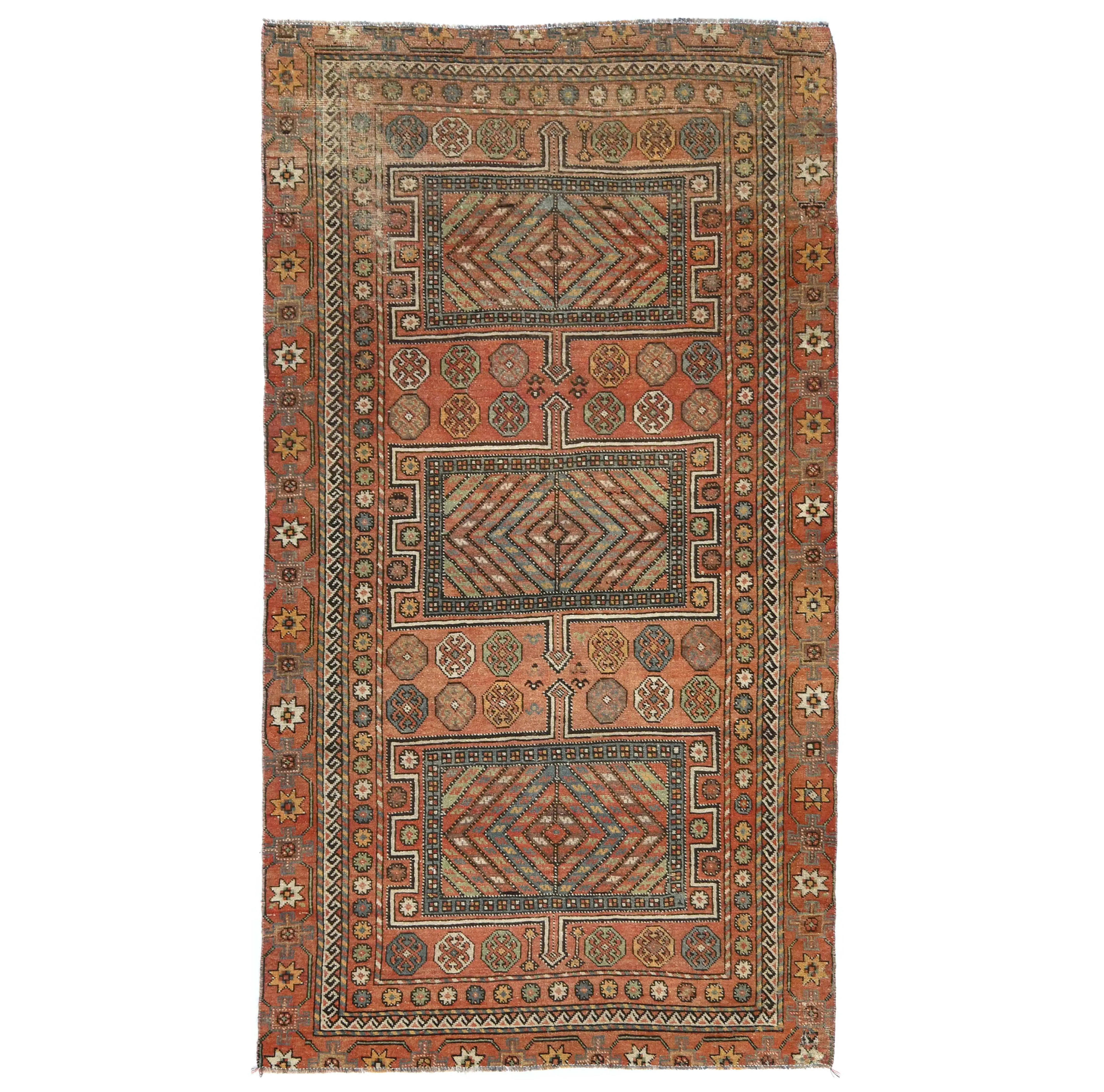 4'9x8'8 Hand Knotted Geometric Tribal Oriental Wool Rug - Image 1