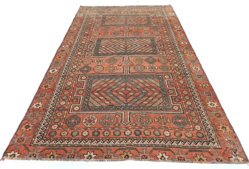 4'9x8'8 Hand Knotted Geometric Tribal Oriental Wool Rug