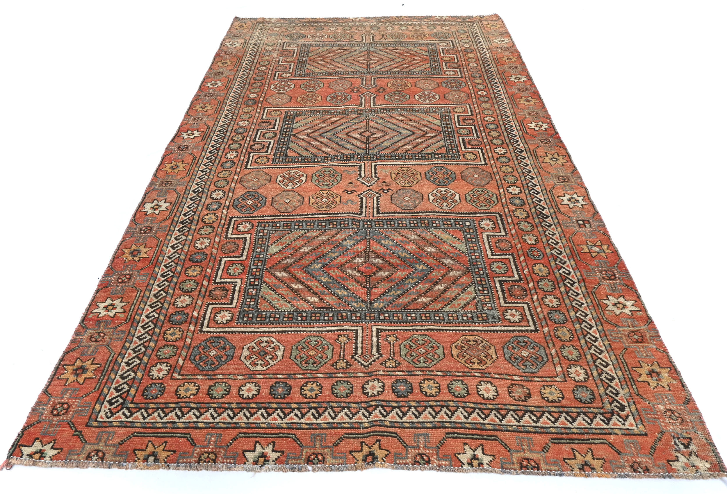 4'9x8'8 Hand Knotted Geometric Tribal Oriental Wool Rug - Image 2