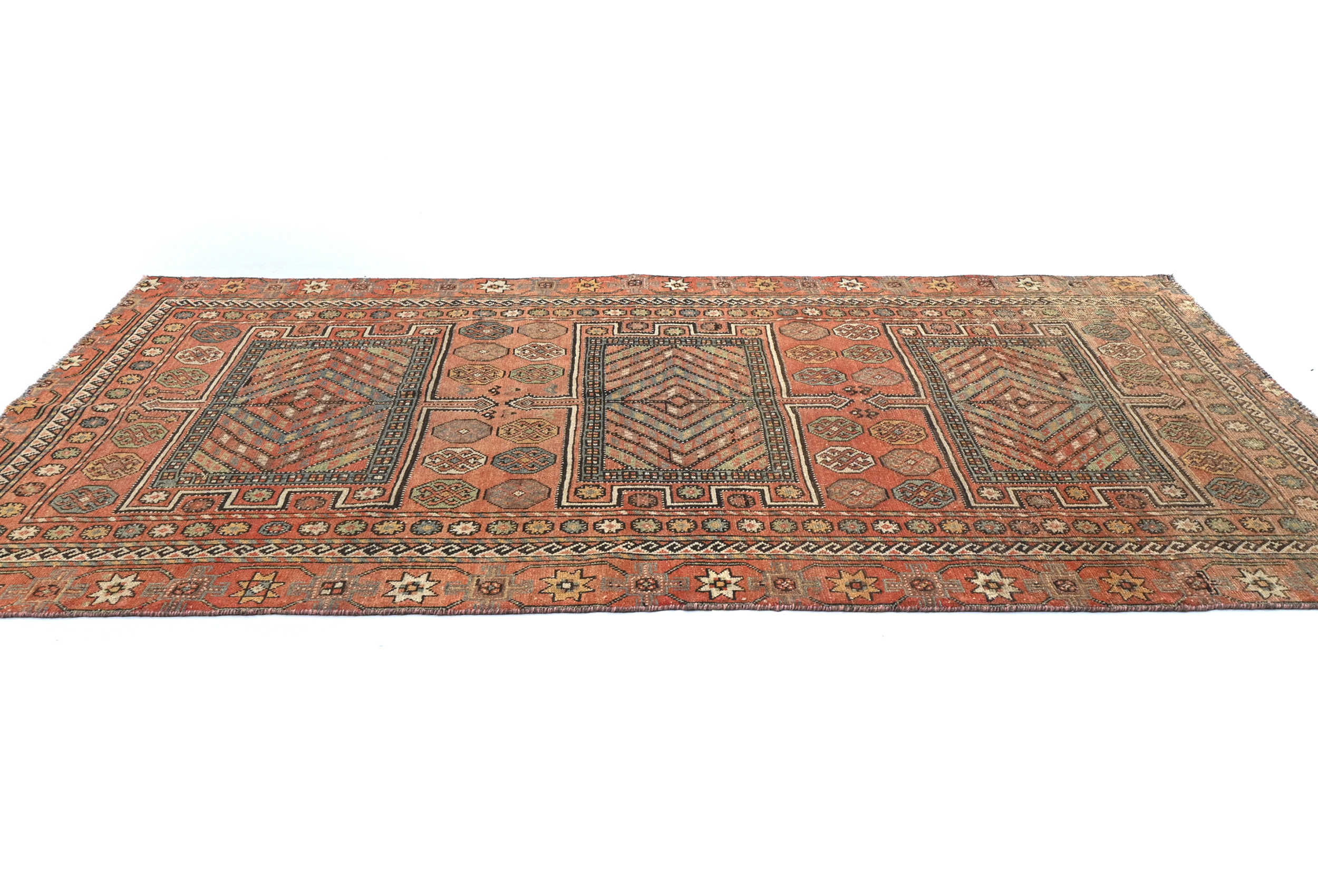 4'9x8'8 Hand Knotted Geometric Tribal Oriental Wool Rug - Image 4