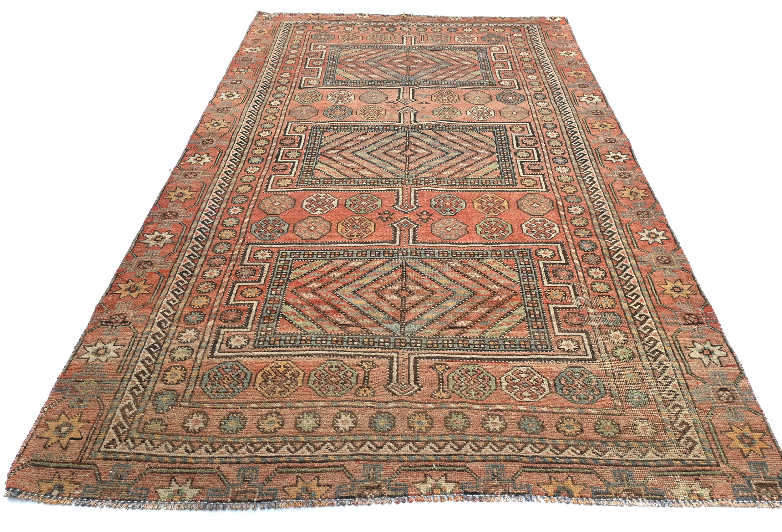 4'9x8'8 Hand Knotted Geometric Tribal Oriental Wool Rug - Image 9