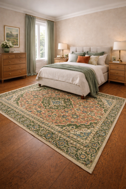 Semi Antique Floral Classic 5X8 Vintage Oriental Rug