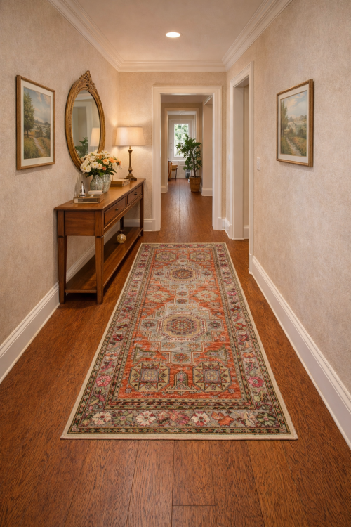 Semi Antique Tribal Pictorial 4'5X9'4 Vintage Runner Oriental Rug