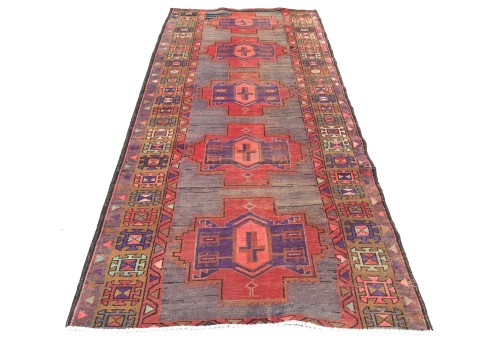 Semi Antique Tribal Geometric 3'6X9 Vintage Oriental Runner Rug