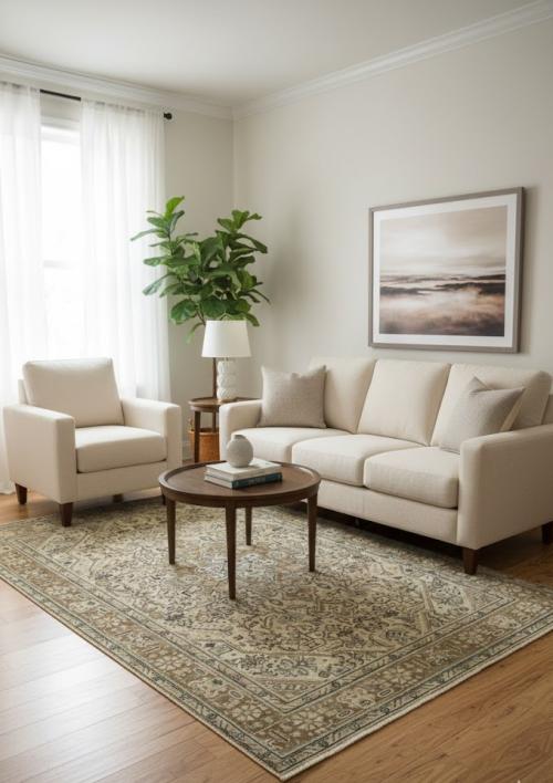 Semi Antique Muted Floral 6'3X9'5 Distressed Vintage Oriental Rug