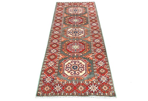 Gray Tribal Geometric 2X5'5 Kazak Pakistan Oriental Runner Rug