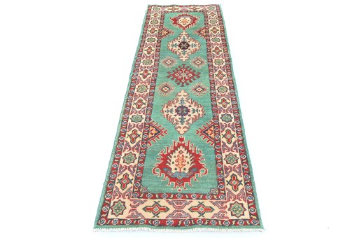 Green Tribal Geometric 2X6 Kazak Pakistan Oriental Runner Rug