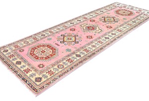 Pink Tribal Geometric 3X8 Kazak Pakistan Oriental Runner Rug