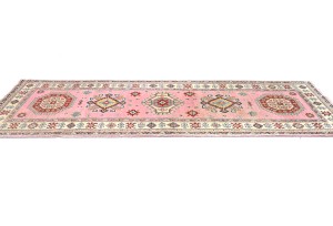 Pink Tribal Geometric 3X8 Kazak Pakistan Oriental Runner Rug