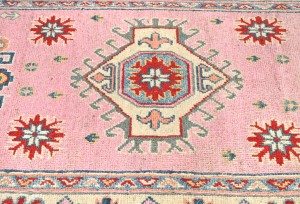 Pink Tribal Geometric 3X8 Kazak Pakistan Oriental Runner Rug