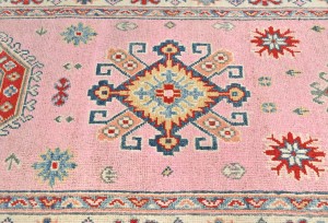 Pink Tribal Geometric 3X8 Kazak Pakistan Oriental Runner Rug