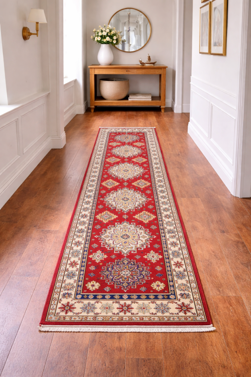 Red Tribal Geometric 3X8 Kazak Pakistan Oriental Runner Rug