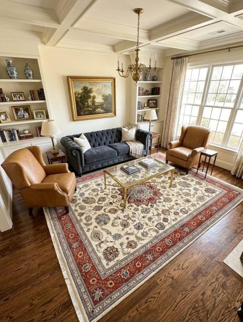 Vintage Beige Classic 10' x 13' Kashmar Persian Rug