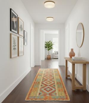 2'10 X 7'10 Hand-Woven Reversible Kilim Wool Runner Rug