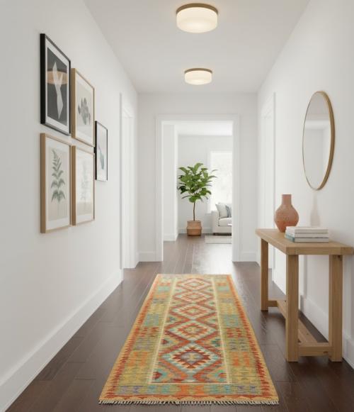 2'10 X 7'10 Hand-Woven Reversible Kilim Wool Runner Rug