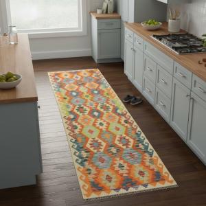2'11 X 9'8 Kilim Hand Woven Multicolored Wool Runner Rug