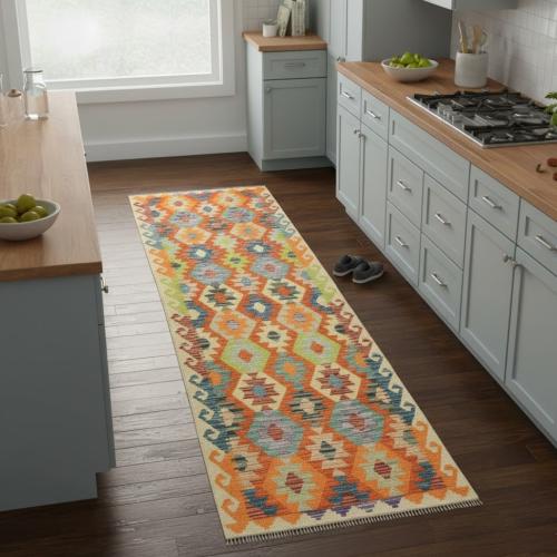 2'11 X 9'8 Kilim Hand Woven Multicolored Wool Runner Rug