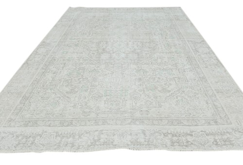 Antique Muted Beige Floral 7'5X10 Distressed Vintage Oriental Rug