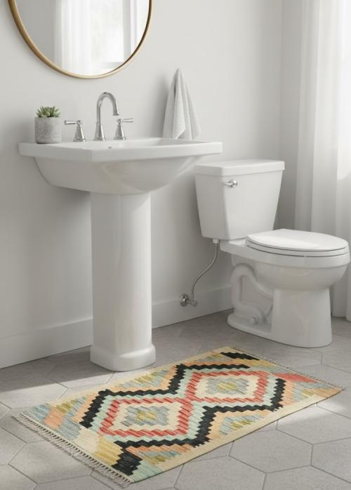 1'10 X 2'11 Multicolored Geometric Hand Woven Kilim Wool Rug