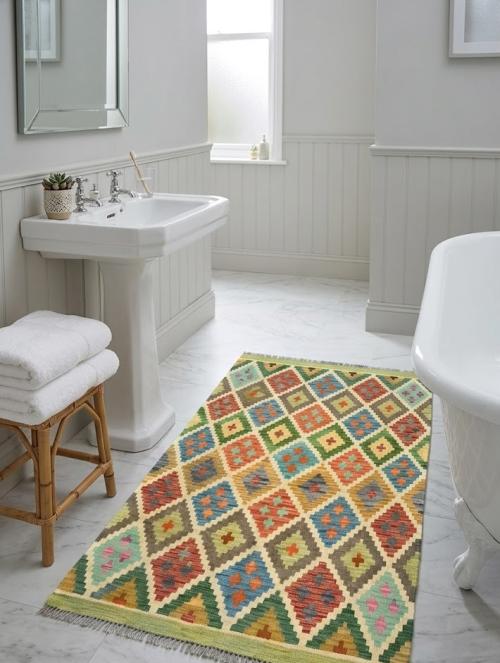 3'4 X 4'11 Hand Woven Multicolored Kilim Oriental Wool Rug