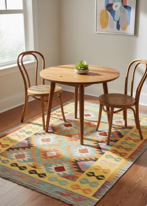 Multicolored Geometric Reversible 5X7 Kilim Oriental Rug