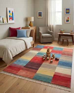 Multicolored Tribal 5X6 Gabbeh Modern Oriental Rug