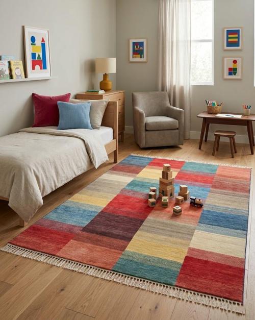 Multicolored Tribal 5X6 Gabbeh Modern Oriental Rug