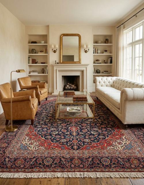Semi Antique Dark Purple-navy Traditional 9X12 Kashan Persian Oriental Rug