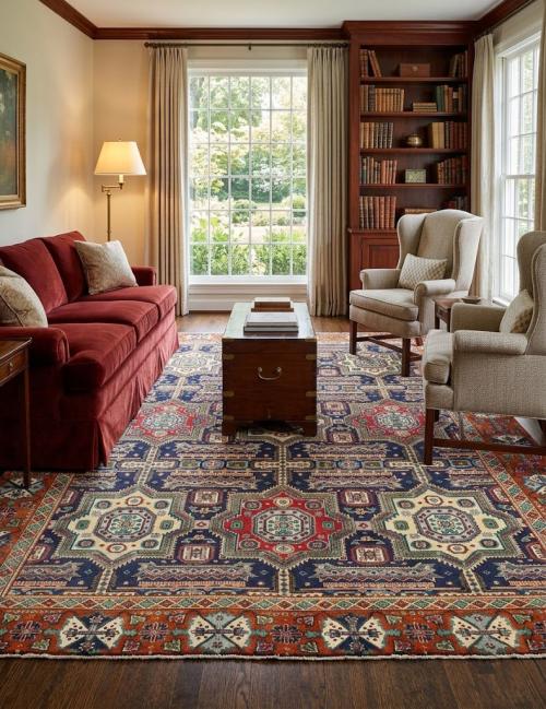 Semi Antique Dark Purple-navy Geometric 9X12 Traditional Oriental Rug