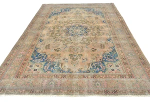 Semi Antique Muted Light Peach Floral 6X9 Distressed Vintage Oriental Rug