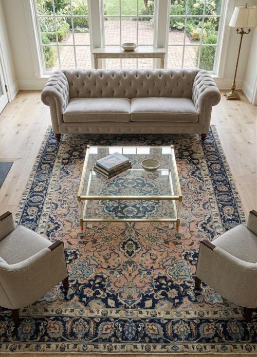 Semi Antique Muted Light Salmon Floral 8X11 Distressed Vintage Oriental Rug