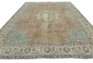 Semi Antique Muted Colors Floral 10X12'5 Distressed Vintage Oriental Rug