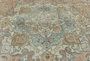 Semi Antique Muted Colors Floral 10X12'5 Distressed Vintage Oriental Rug